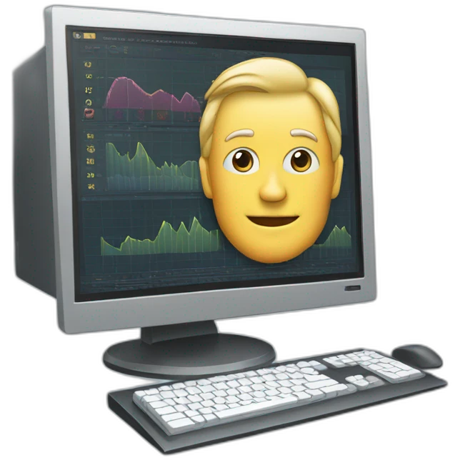trader man computer with chart on screen emoji