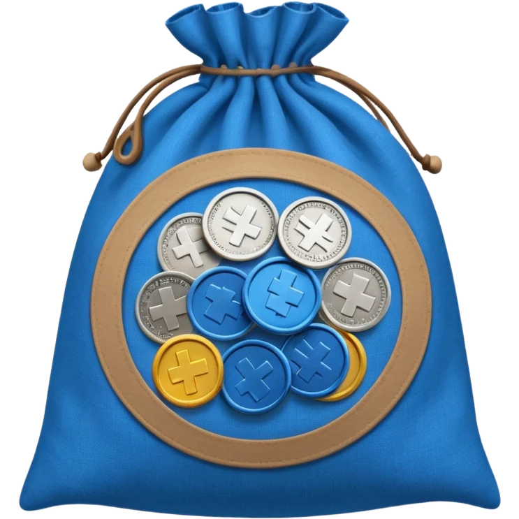 blue coins inside a bag  emoji