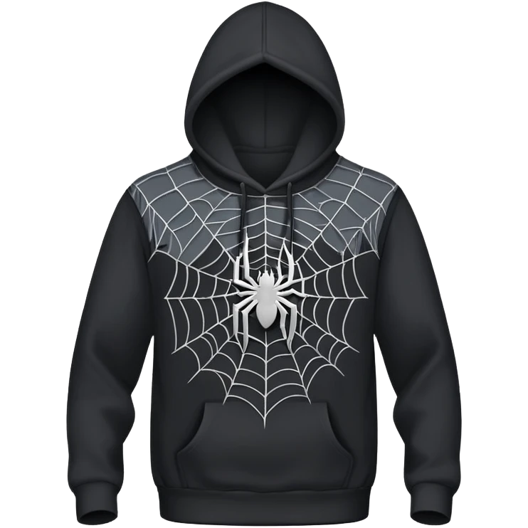 black hoodie with a grey spider web  emoji