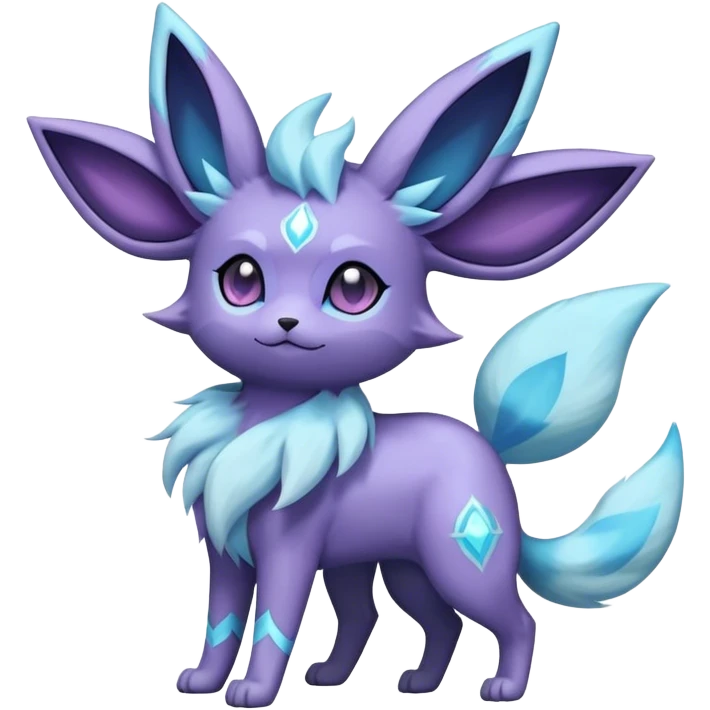 Fluffy celestial Glaceon-Espeon-Umbreon-hybrid, full body emoji