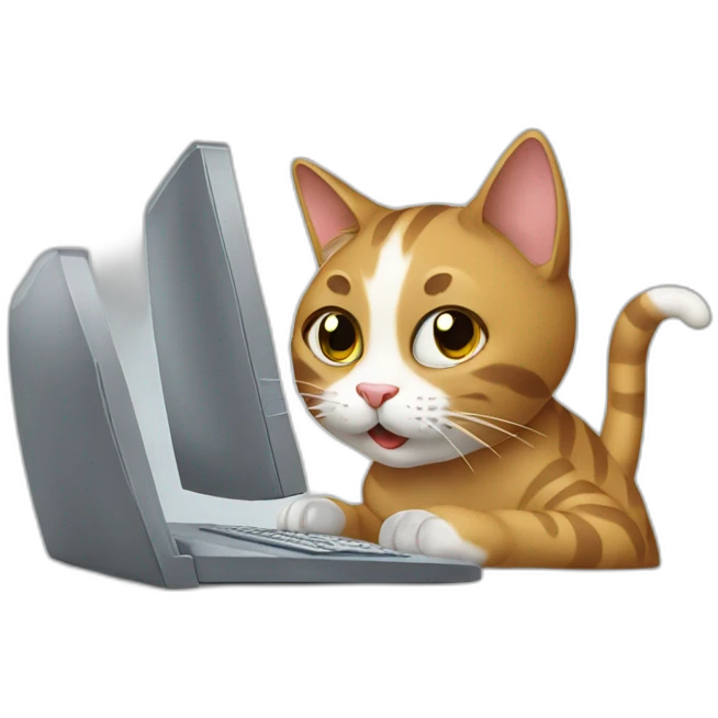 Cat working with computer emoji