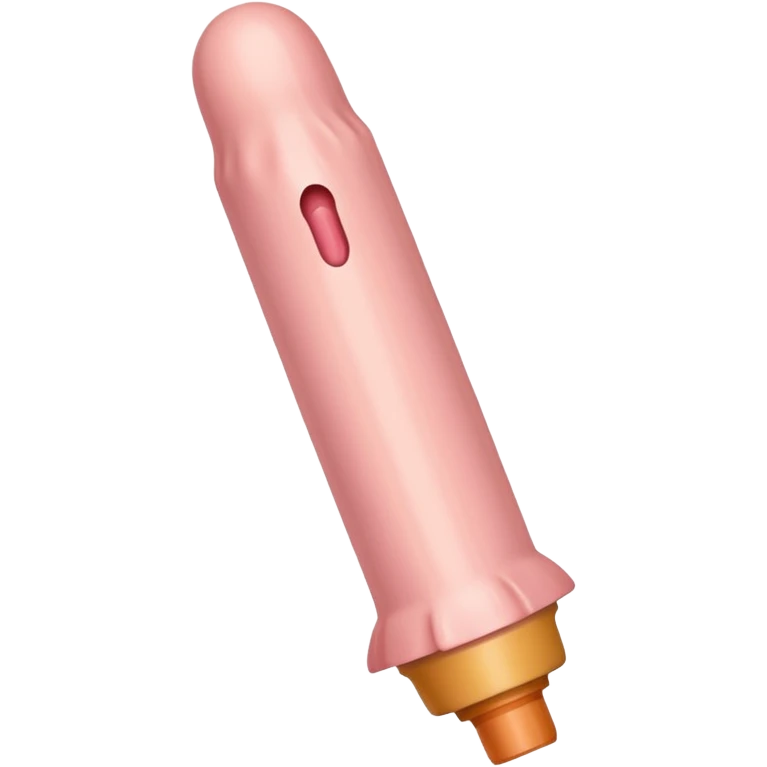 cylindrical skin tone beige-pink penis shaft, no face. at top of penis, add glans tip that is covering approximately 1/8th length of the penis, peach shaped tip and corona line. at the bottom end/base of penis make it flat. add veiny detail on penis shaft emoji