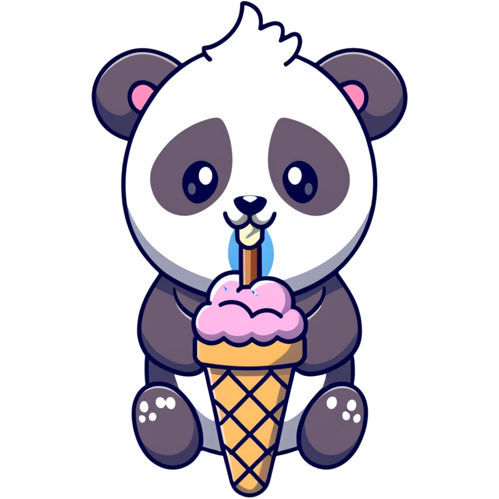 Panda eating ice cream emoji