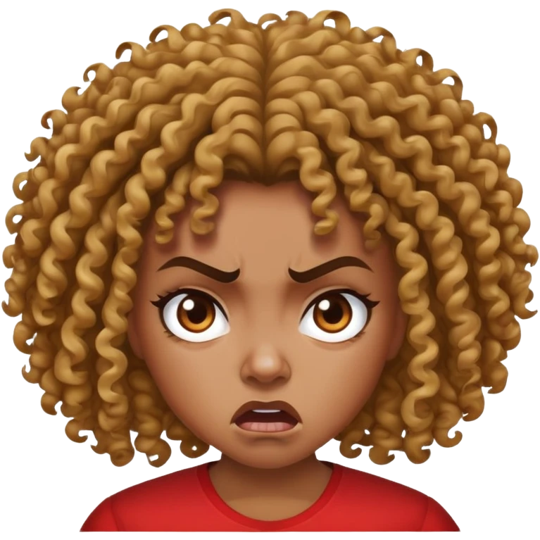 Allie African American with curls who’s mad emoji