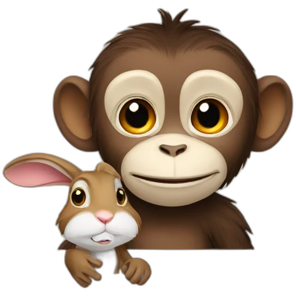 Monkey with a rabbit  emoji