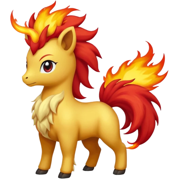 Tponyta pokemon (yellow body, red flaming mane, red flaming tail) NO HORN
 emoji