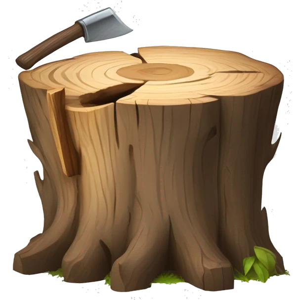 Tree stump with an axe cleaved in  it  emoji