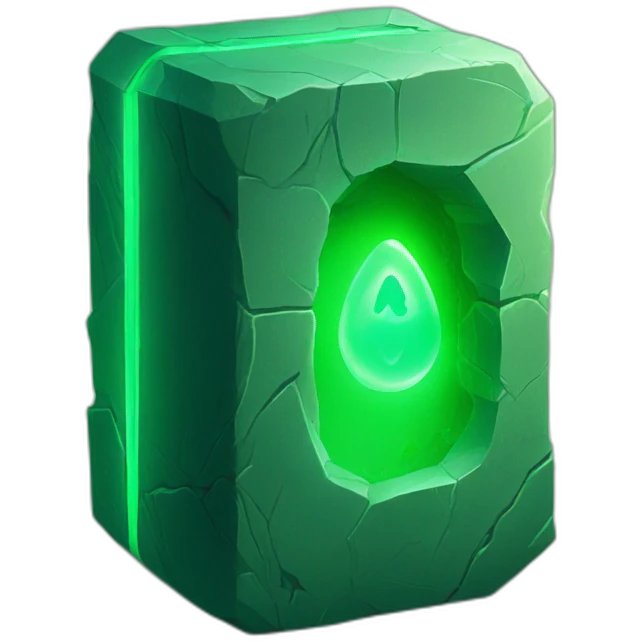 case, inside a green glowing stone emoji