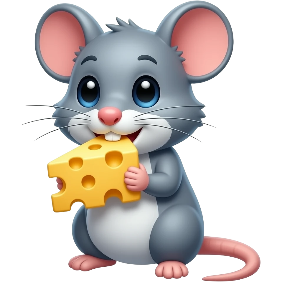 The cartoon rat eats cheese emoji