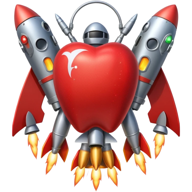wide jetpack with rocket projectiles on both sides, back view, with extra large rockets, apple style emoji emoji