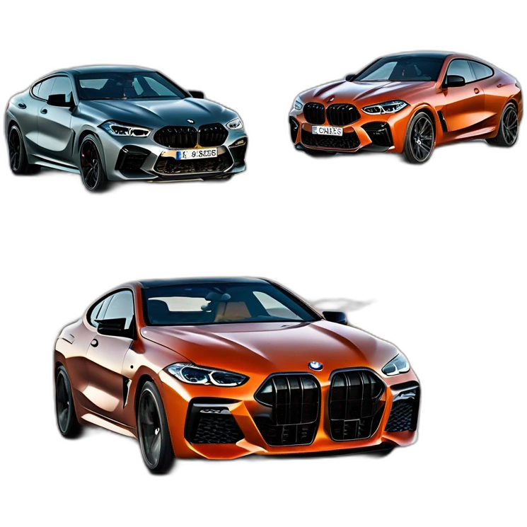 a bmw m8 and a bmw x6 m competition in left emoji