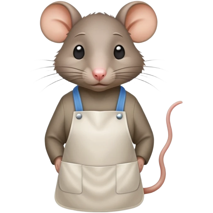 sad rat working as grocery store bagger with apron emoji