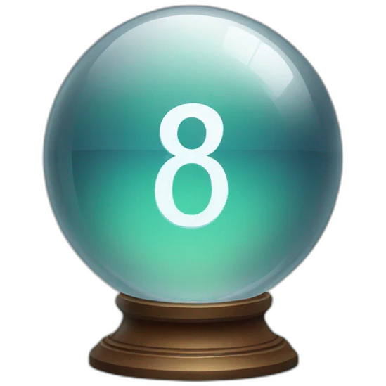 Crystal ball with numbers 1, 6, 8 inside emoji