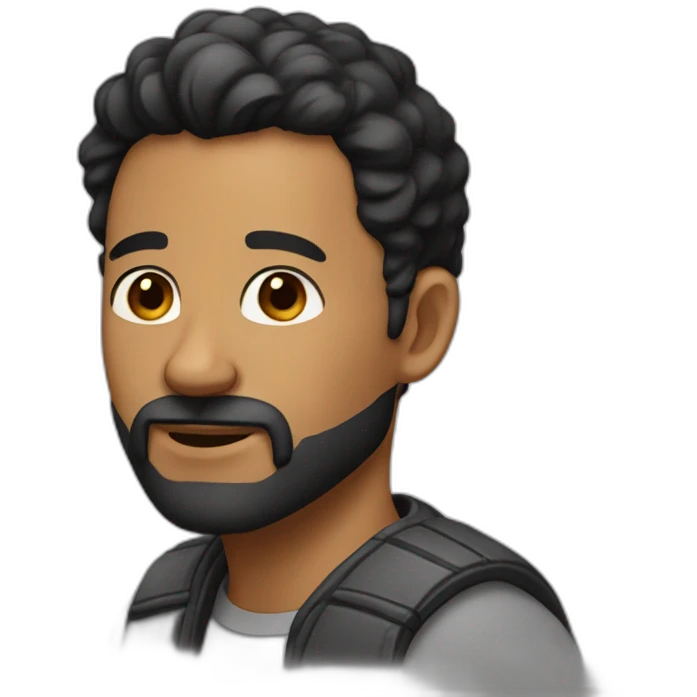 Man 35 year, Black hair, soft beard, big ears, emoji