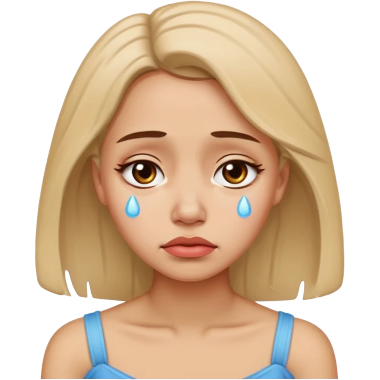 Beautiful lady crying can see shoulders emoji