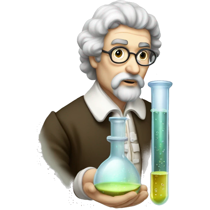 16th century scientist looking at test tube emoji
