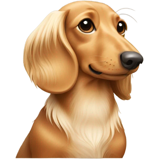 Tan and cream long haired wiener dog emoji