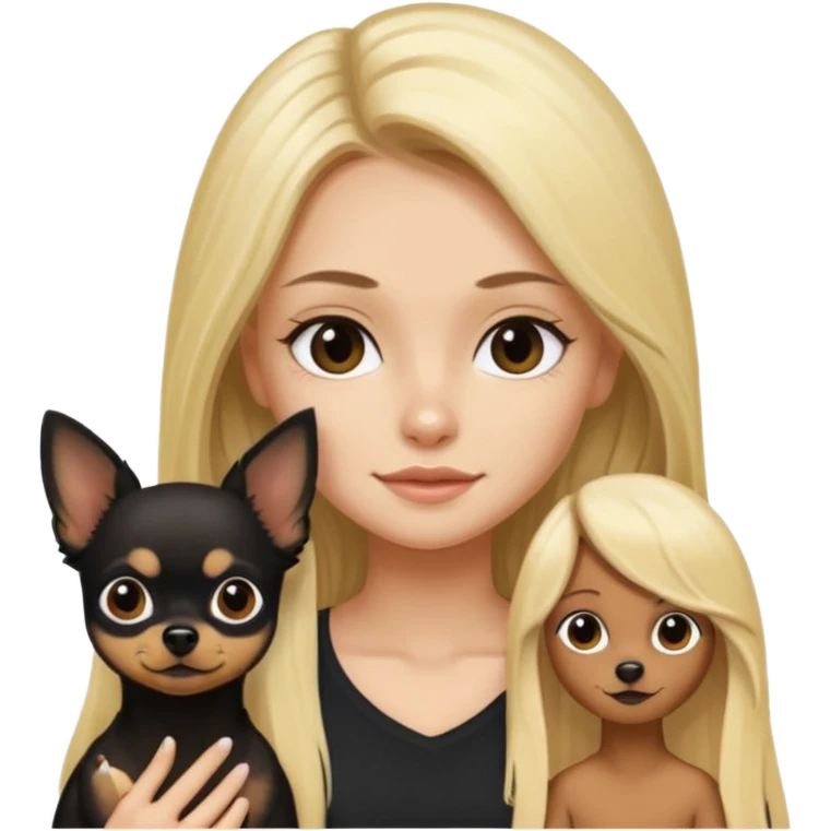 Chico pelo largo rubio.chica pelo largo negro y chihuahua negro  emoji