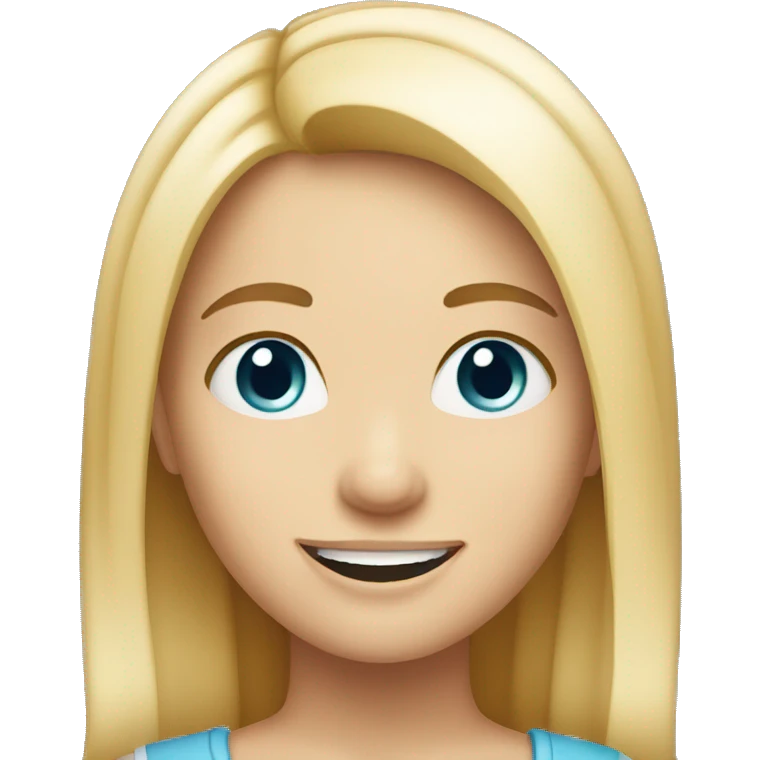 smiling girl with blond hair and grey eyes emoji