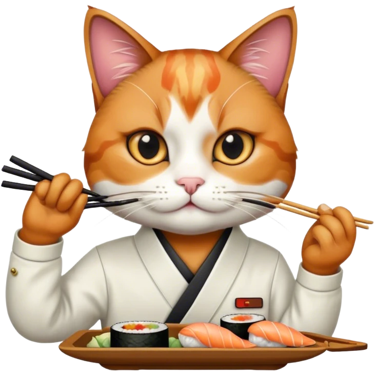 cool cat in a pearl snap shirt eating sushi emoji