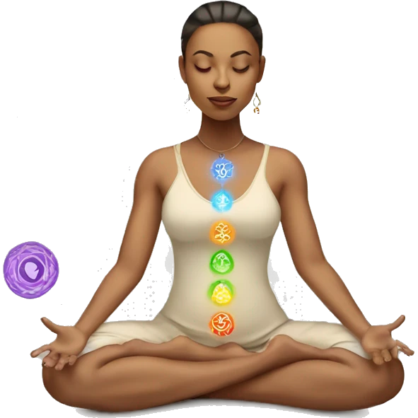 Light skin lady with 7 chakra symbols meditation  emoji