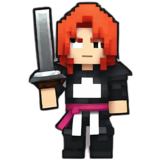 Kurosaki Ichigo minecraft style with like pose emoji