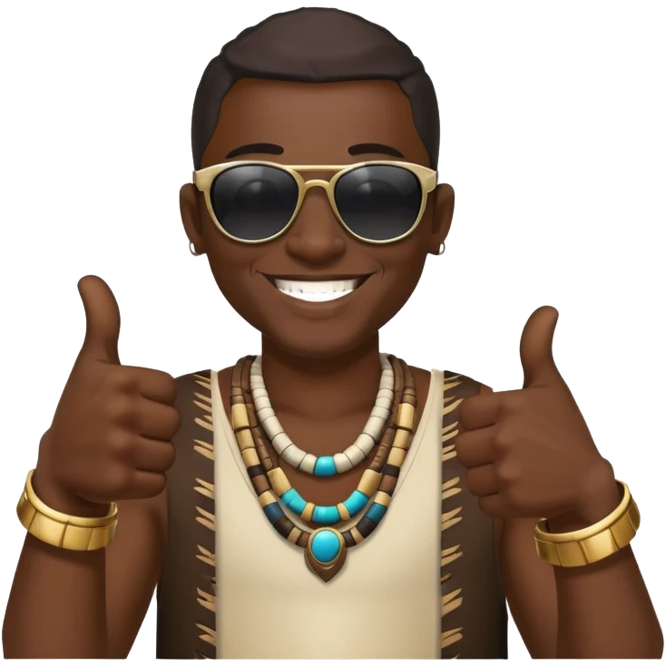 Black tribal man wearing sunglasses smiling thumbs up emoji