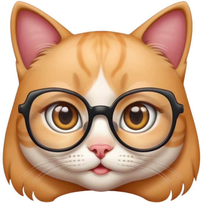 cute girl cat with really big, super thin-framed glasses emoji