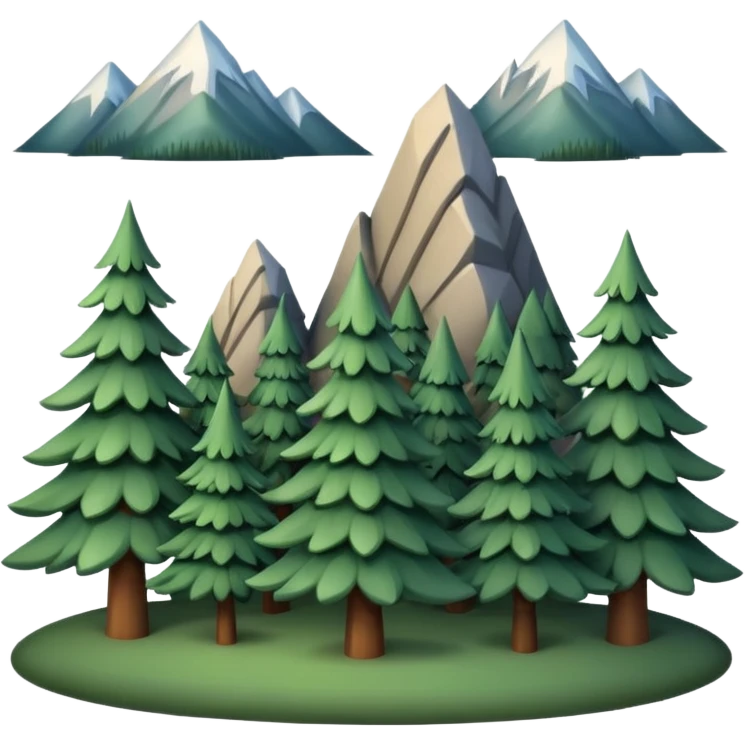 forest and mountains with fir trees emoji