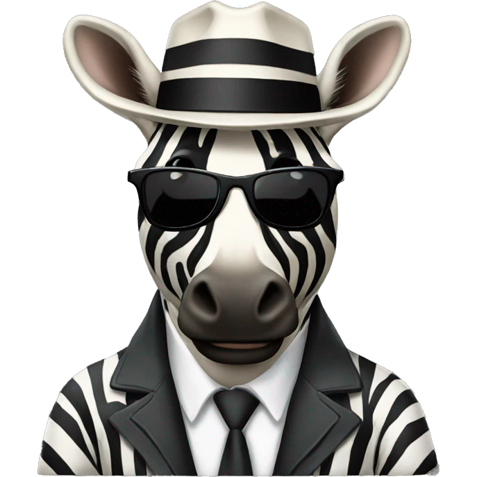 zebra with sunglasses and mafia style emoji