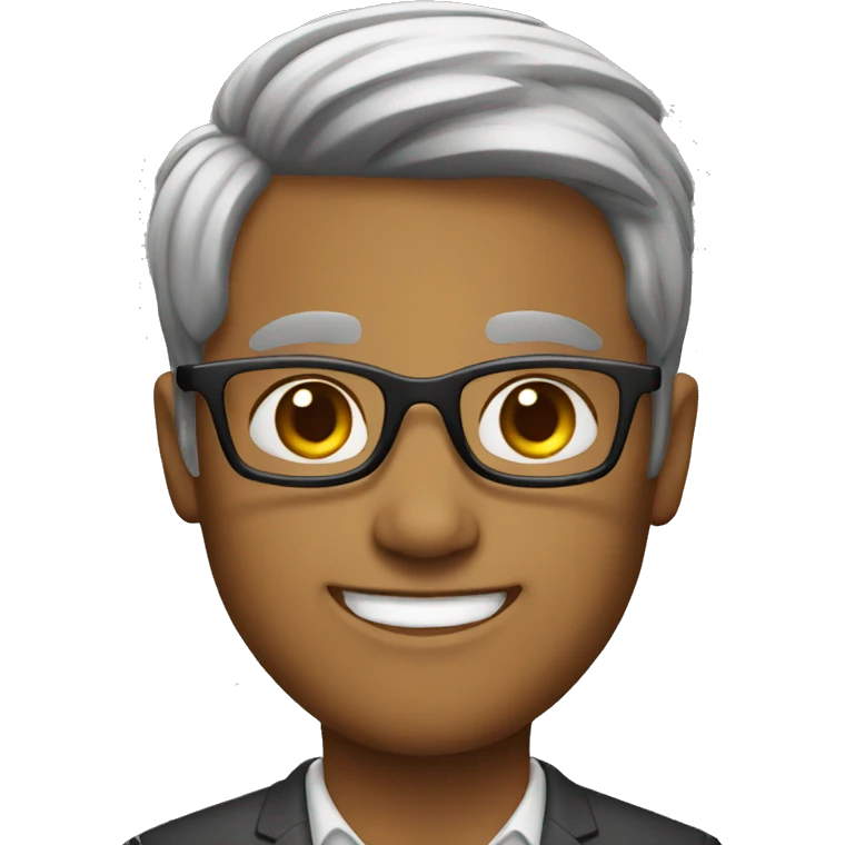 mayun,Smiling Glasses Suit Short Hair Round Face emoji