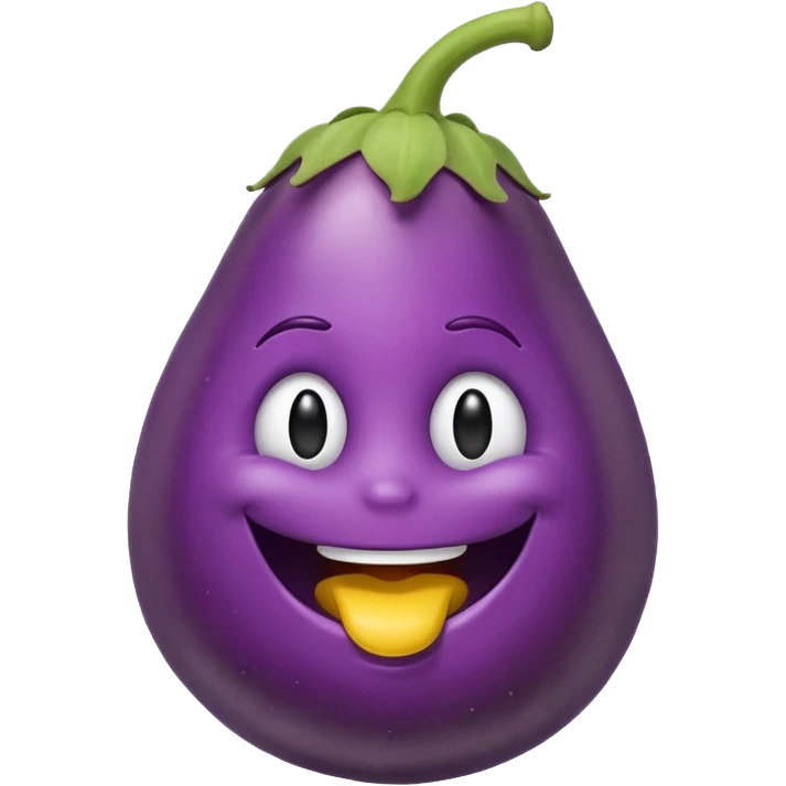 Smiley face emoji eating eggplant emoji