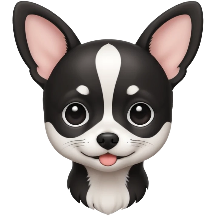 A black and white chihuahua emoji please with a  white line on the center of head and not a big line emoji