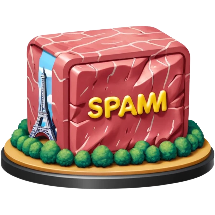  paris SPAM meat jeff koons style  sculpture art landscape painting  emoji