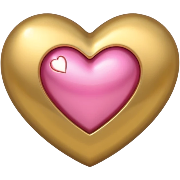gold heart with one mini pink heart inside of it  emoji