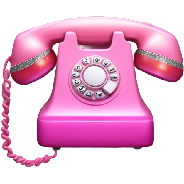 Pink ombre retro phone with glitter  emoji