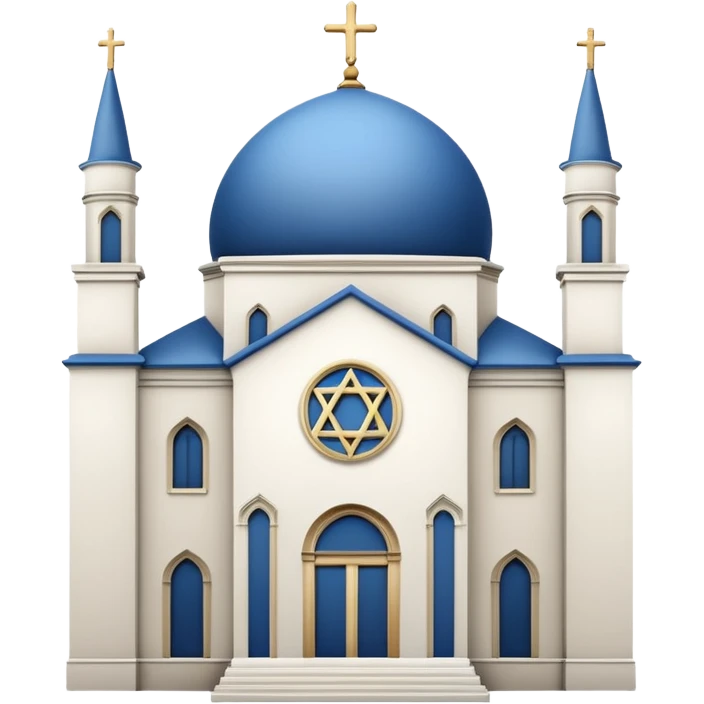 reform jewish synagogue similar in architecture to historical churches in milano (pretty and magnificent), white in color, in ios emoji style emoji