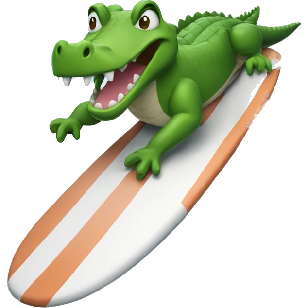 A crocodile surfing emoji