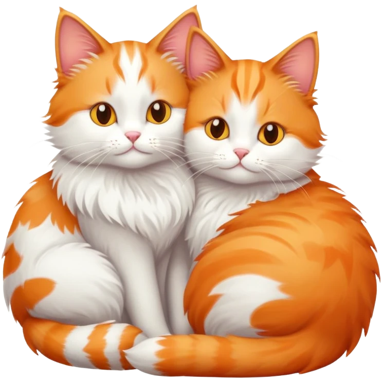 Two cat orange and white cat in love emoji