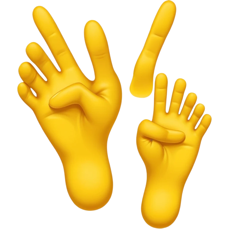 yellow feet doing the peace sign emoji