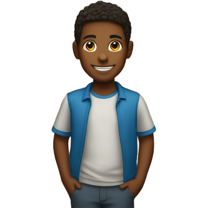 smiling boy against brick wall emoji