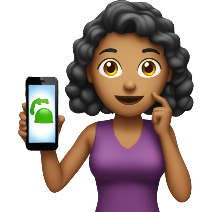 woman showing big phone emoji