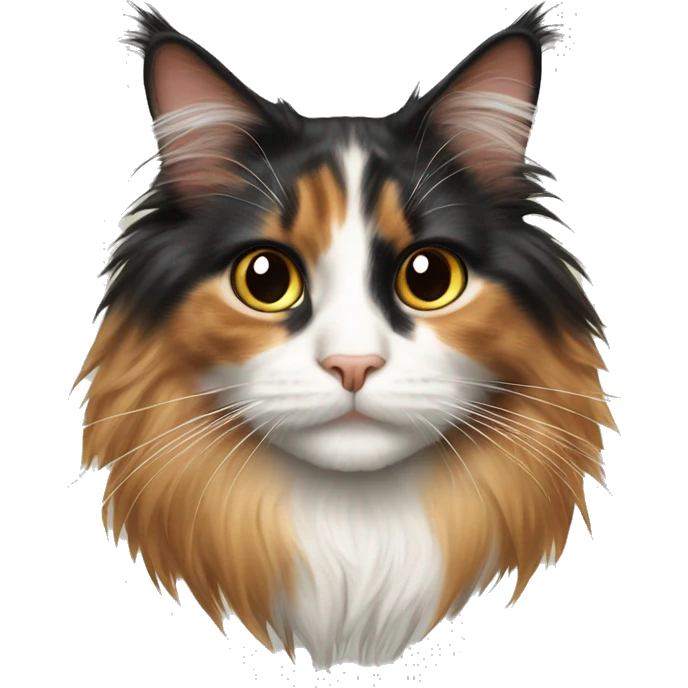 realistic long haired calico cat indoors scene  emoji