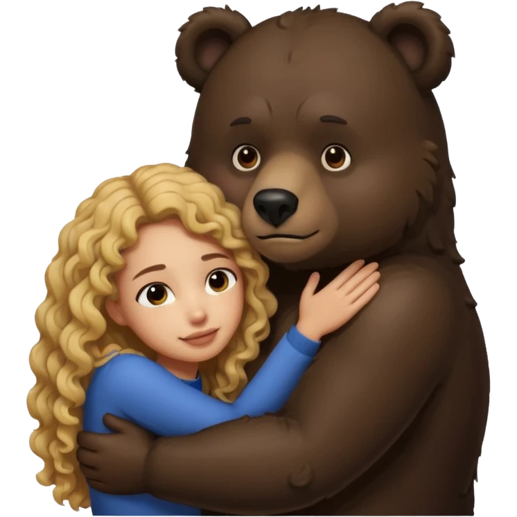 Big dark bear hugging lightskin with long curly hair  emoji