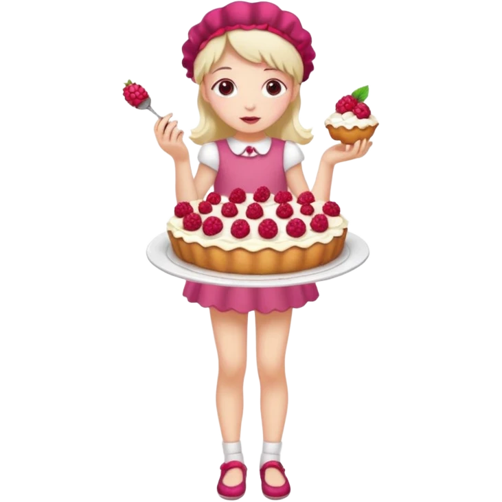 Raspberry torte human full body and legs girl with a raspberry barrette on her head emoji
