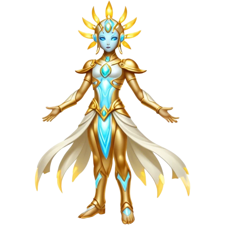 Shiny Futuristic Celestial Godly Divine Fakemon-Pokemon-Digimon-Spectrobes-fusion, full body emoji