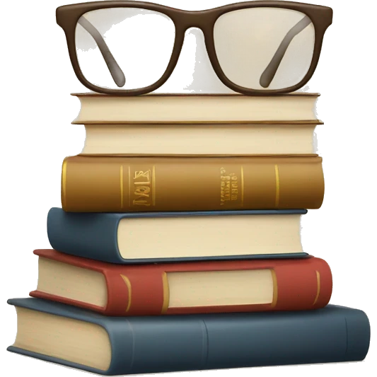 glasses on top of a stack of books beige emoji