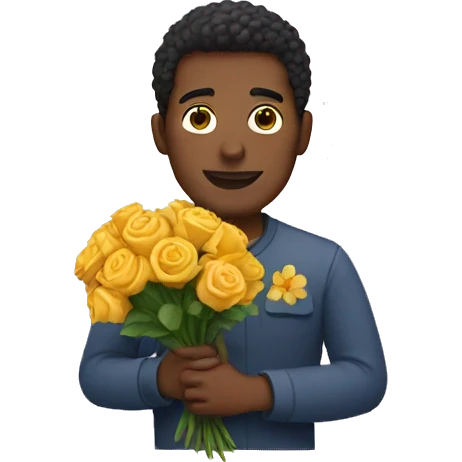 Man holding flowers emoji