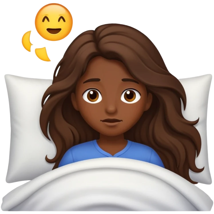 A brown long haired girl waking up  emoji