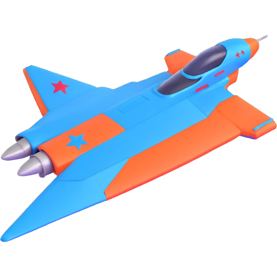 Blue starship with red star insignia, celestial navigator emoji